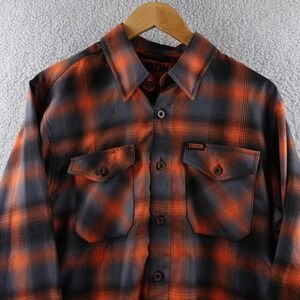 Dixxon Flannel Company Men M Sound of Freedom Plaid Button Up Shirt Orange Black